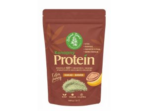 Konopný proteín EXTRA jemný (60 % bielkovín) kakao–banán, 500 g – Zelená Země